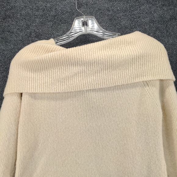 Forever 21 Womens Cowl Neck Sweater Size Small Cream Tag Logo - Picture 8 of 10